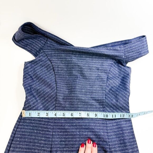 Antonio Melani Women's Blue Striped Off-Shoulder Bodycon Sheath Dress Size 2 - Picture 6 of 9